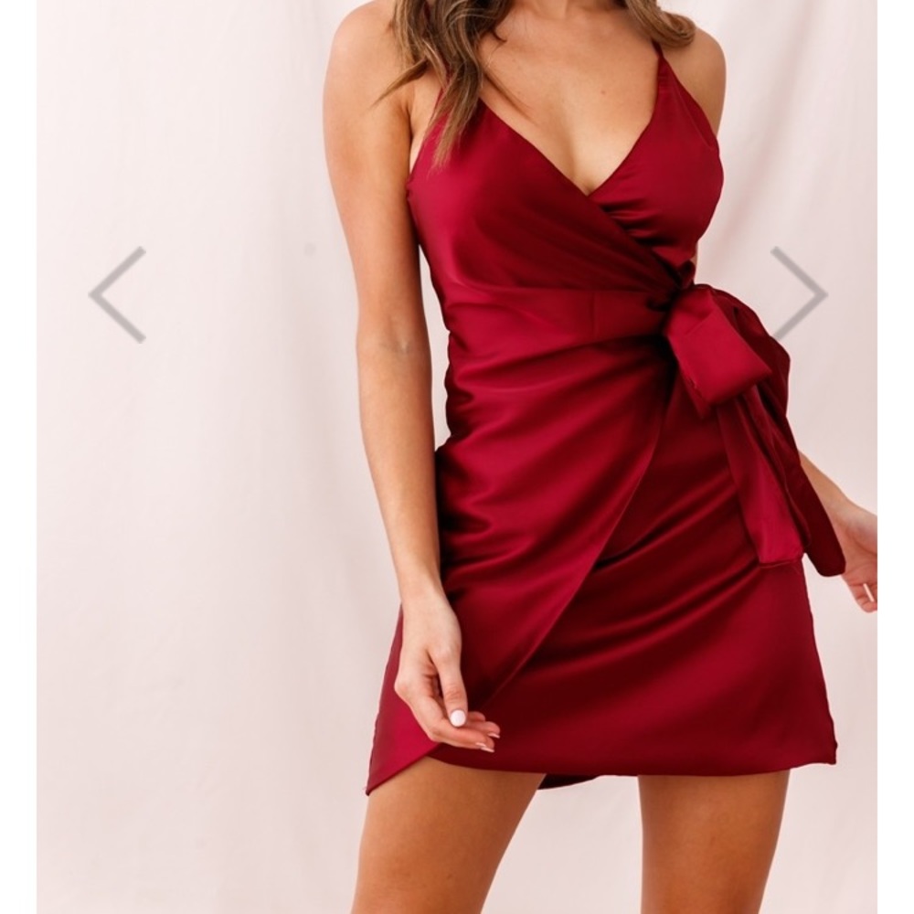 Ireland Silky Faux Wrap Dress Plum
